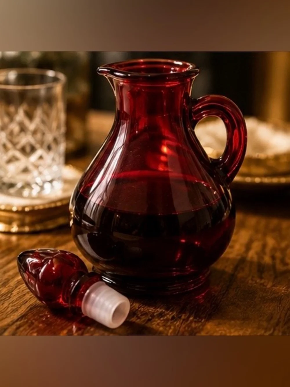 Vintage Avon Ruby Red Glass Decanter Collectible